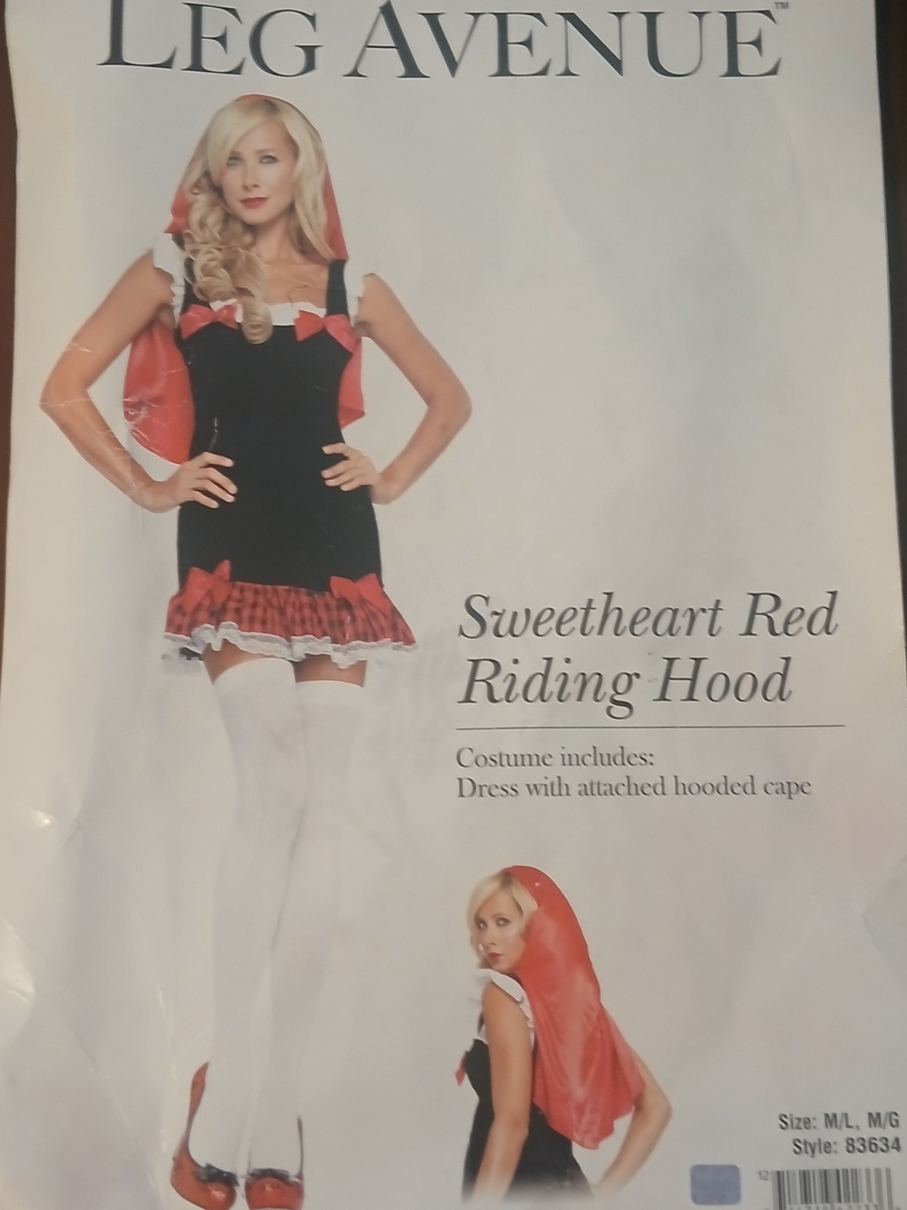 Leg Avenue Sweetheart Red Riding Hood Costume Plaid Costume Black & Red M/L